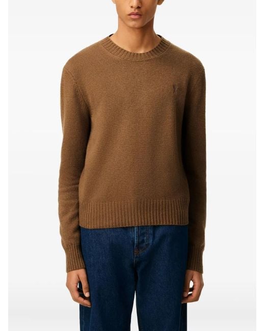 AMI Brown Ami-De-Coeur Crew-Neck Sweater for men