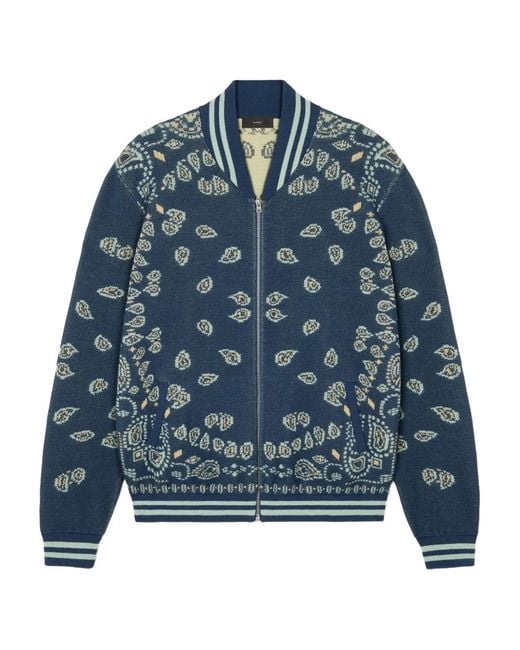 Alanui Blue Jacquard Bomber Jacket for men