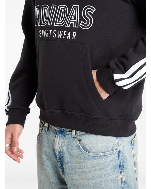 Adidas Black House Of Tiro Logo-Print 3-Stripes Hoodie for men