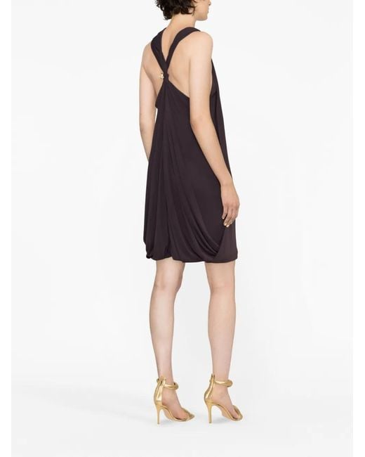 Lanvin Purple Knee Scarf Dress Twisted Back