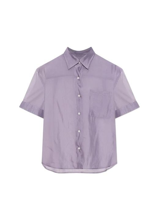 Rag & Bone Purple Connie Sheer Short-Sleeve Shirt