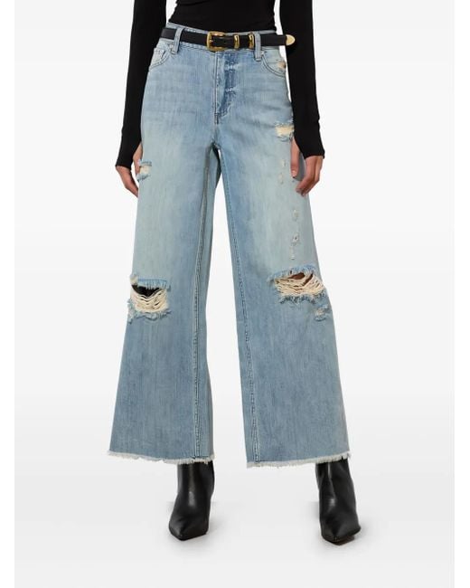 Alice + Olivia Devoe Gerafelde Jeans Met Gerafelde Zoom in het Blue