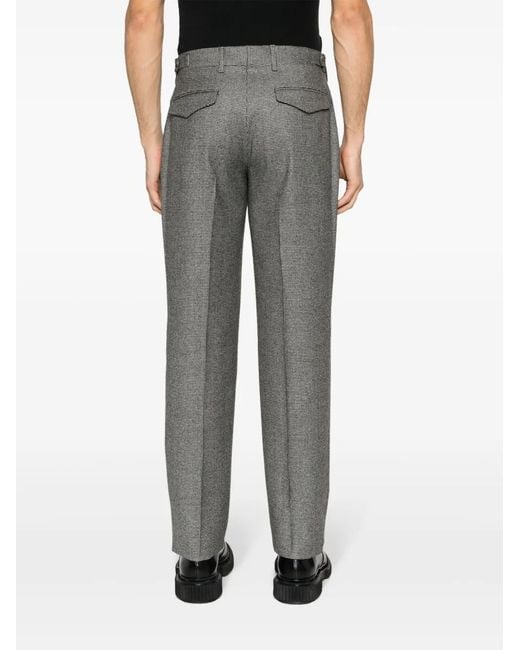 Lardini Gray Kurt Houndstooth-Pattern Tapered Trousers for men