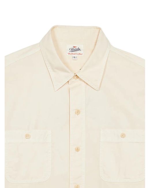 Fortela White Workt Patch-Pocket Shirt for men