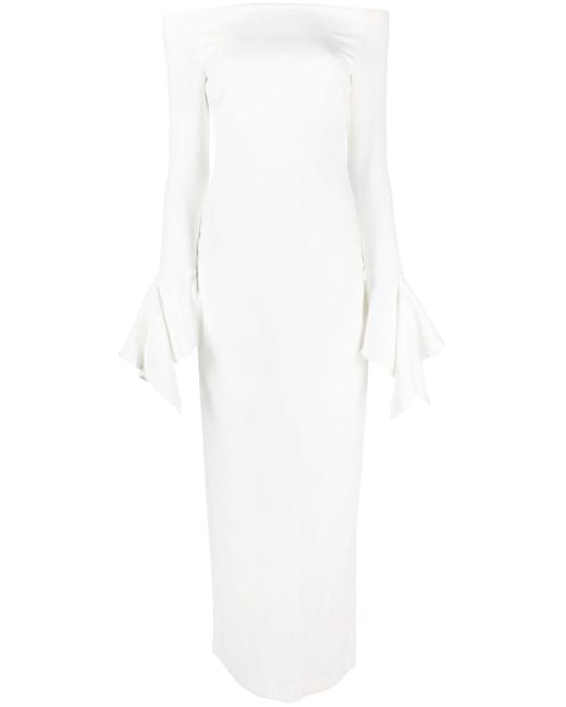 Solace London White Amalie Off-Shoulder Maxi Dress