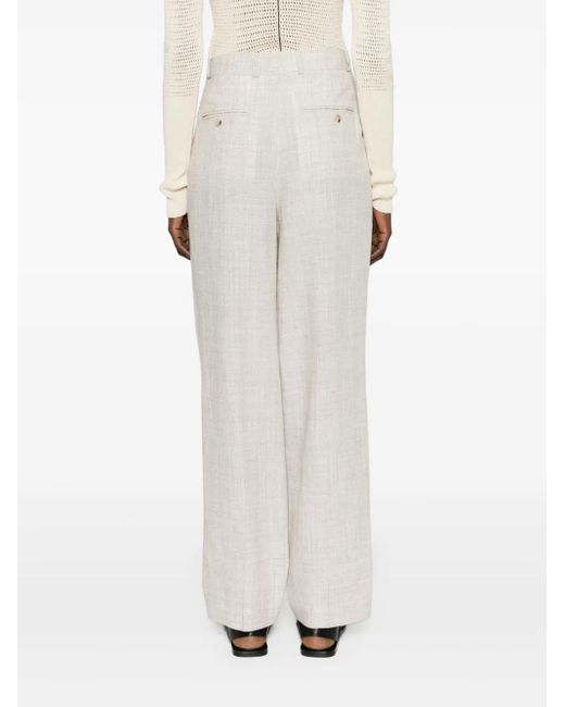 Totême White Double-Pleated Tailored Trousers