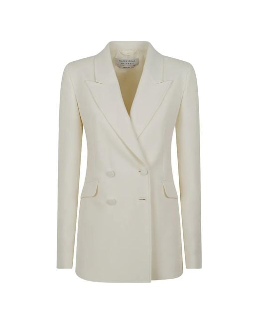 Gabriela Hearst White Double-Breasted Peaked-Lapel Blazer
