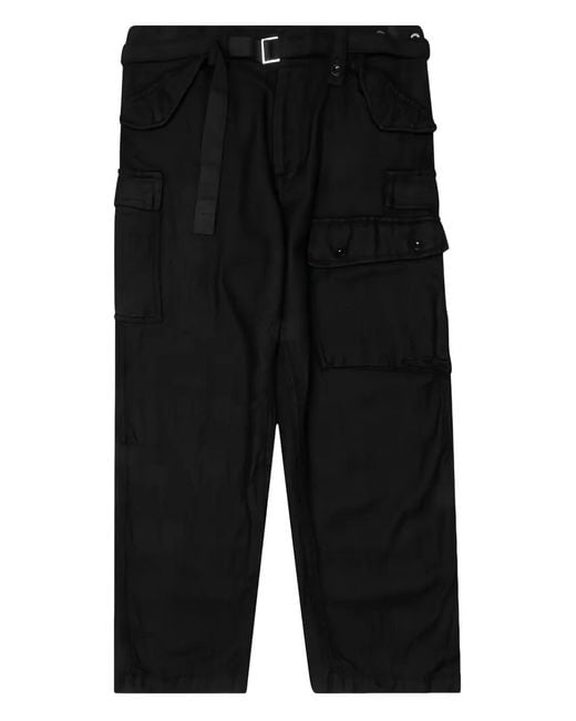 Sacai Black Belted Cargo Trousers for men