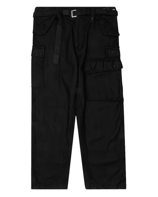 Sacai Black Belted Cargo Trousers for men
