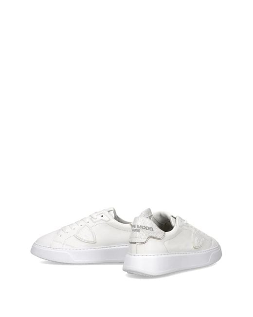 Philippe Model White Temple Low Leather Sneakers