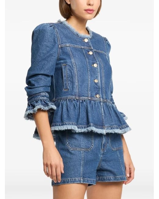Cinq À Sept Blue Frieda Peplum Denim Jacket