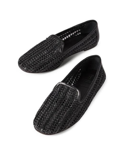 Brunello Cucinelli Black Woven-Raffia Loafers