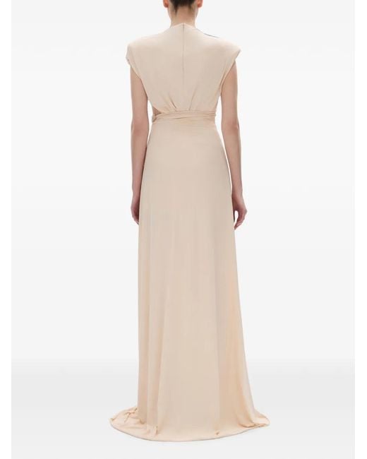 Rachel Gilbert White Rico Crystal-Embellished Gathered Gown