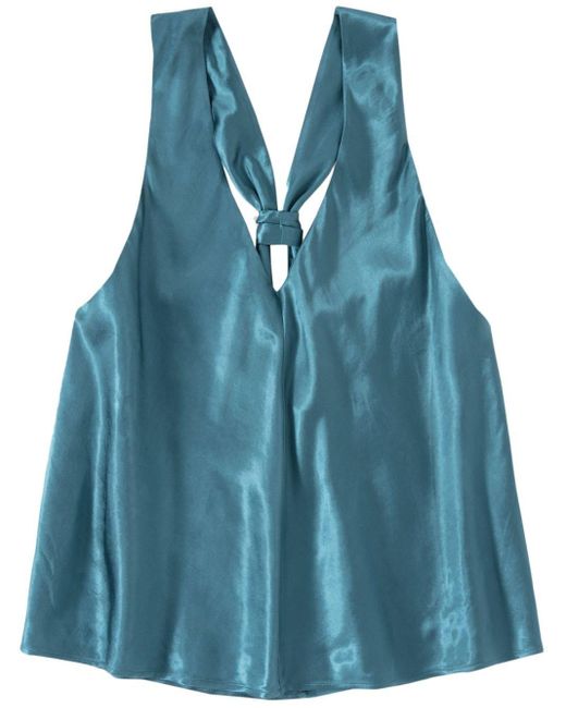 Closed Blue Knot-detail Satin Top