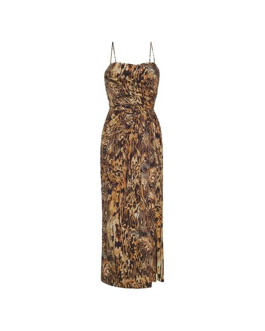 Adam Lippes Natural Cari Draped Pattern Midi Dress