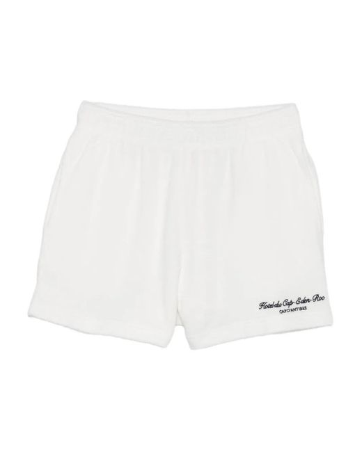 Sporty & Rich White Embroidered Cotton Shorts