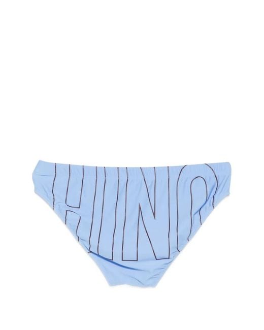 Moschino Blue Logo-Print Swim Trunks for men