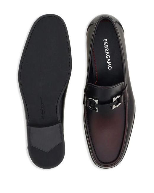 Ferragamo Black Gancini-Plaque Loafers for men