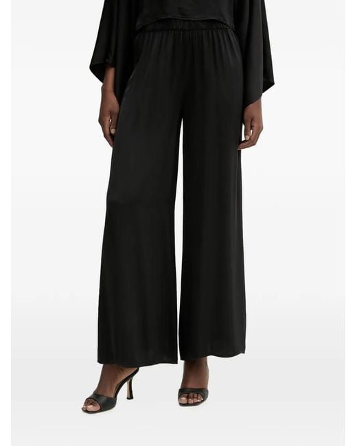Haveone Black Elasticated-Waistband Wide-Leg Trousers