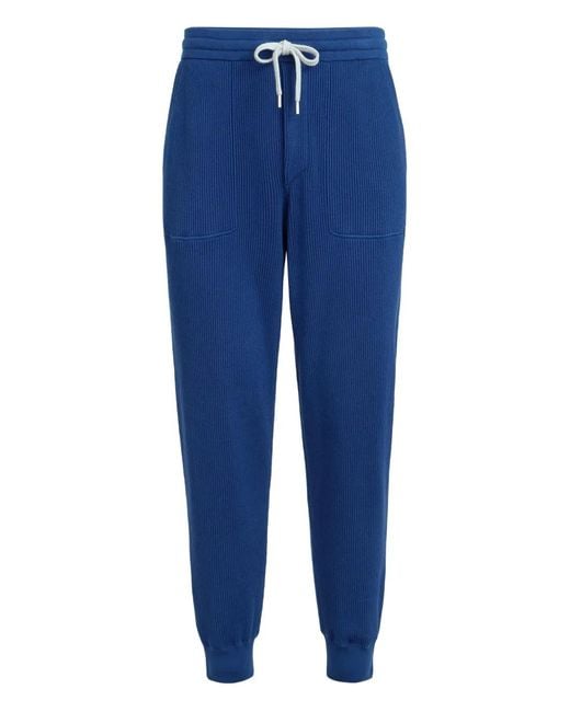 メンズ Brunello Cucinelli リブニット トラックパンツ Blue