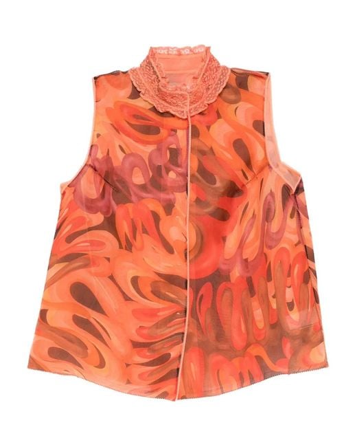 Shiatzy Chen Orange Gilet Scape-Of-Curve