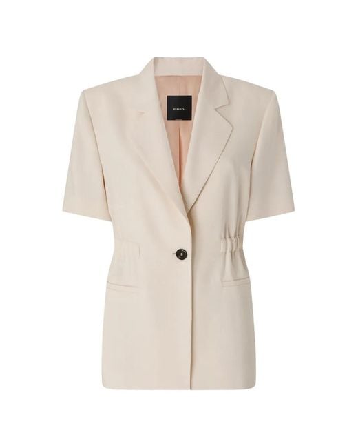 Pinko White Short-Sleeved Jacket With Elasticated Waist