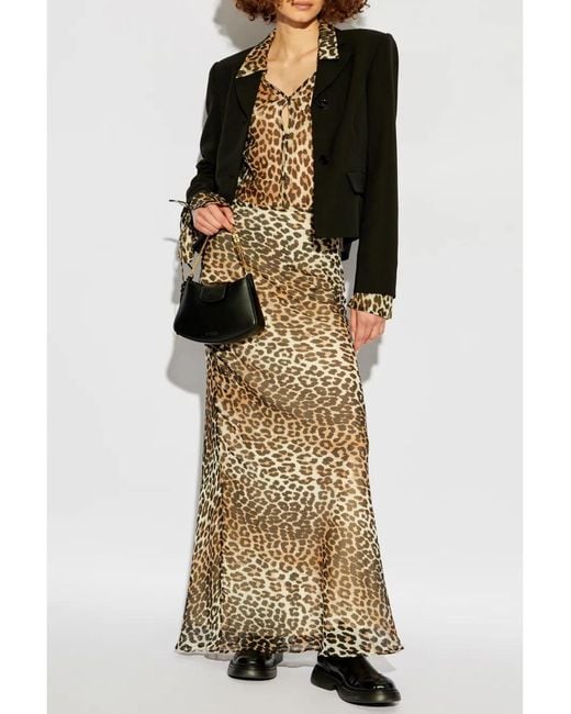 Ganni Multicolor Animal Print Long Sleeve Blouse