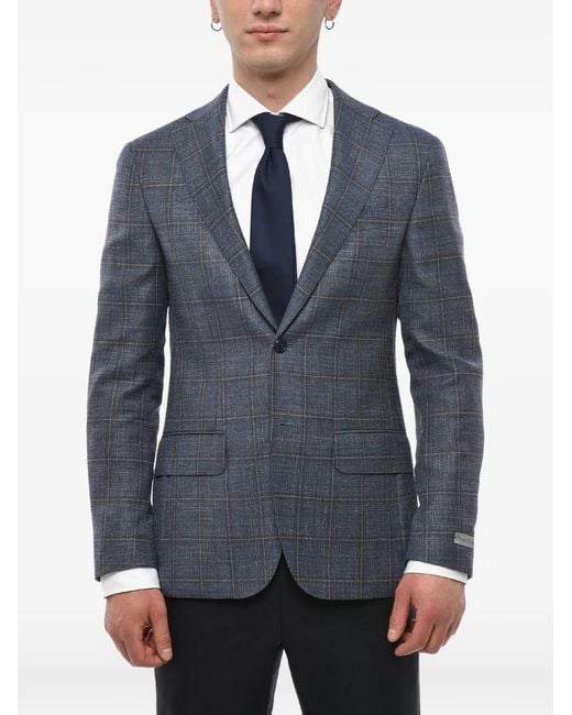 Corneliani Blue Check-Pattern Blazer for men