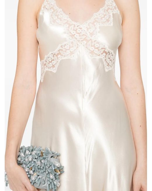 Alberta Ferretti White Lace Straps Dress