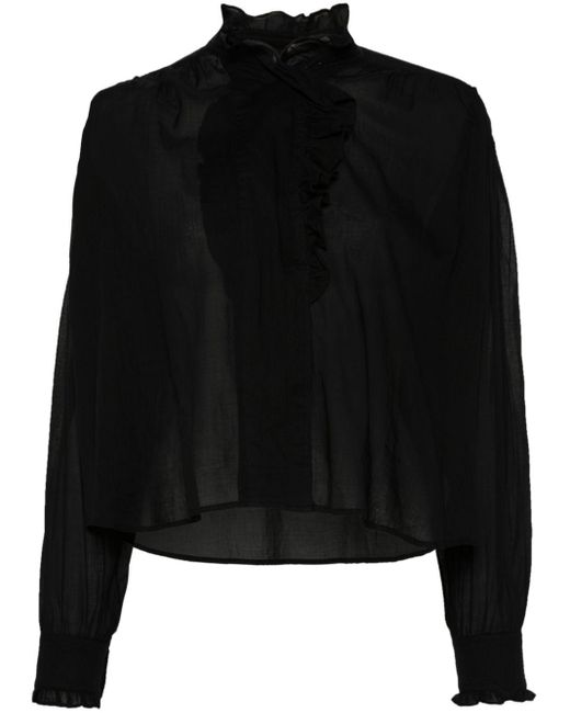 Isabel Marant Black Pamiala Ruffle-Trim Blouse