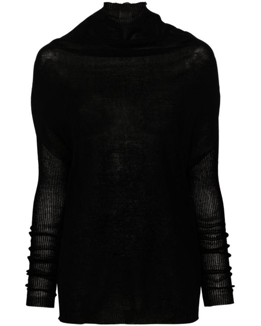 Ribbed-sleeves fine-knit jumper Rick Owens de color Black
