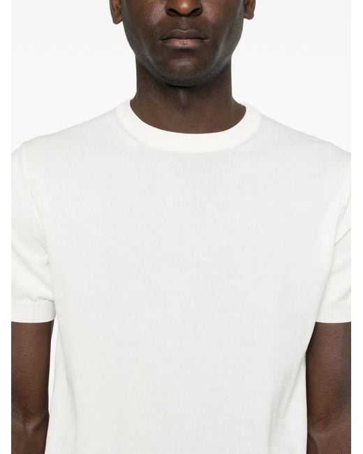 Canali White Short-Sleeve Knitted T-Shirt for men