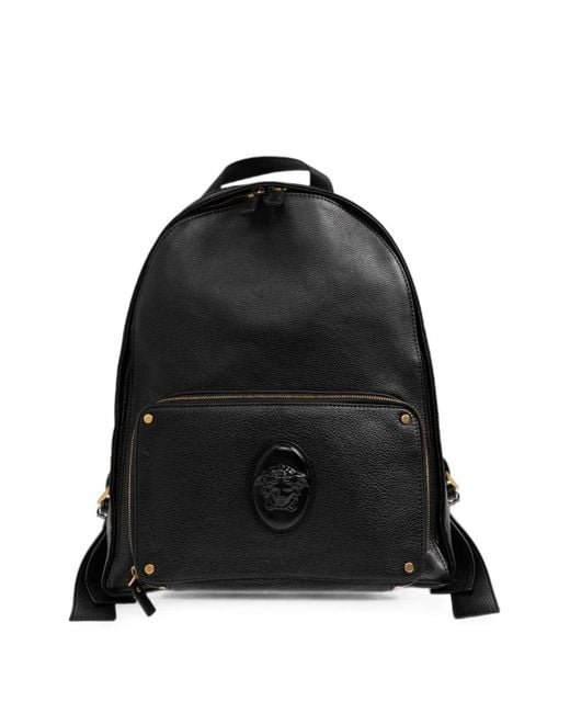 Versace Black Lou Leather Backpack for men