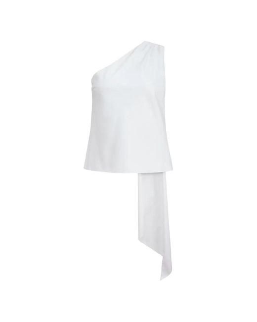 Toccin White Vik One-Shoulder Cascade Cotton Top
