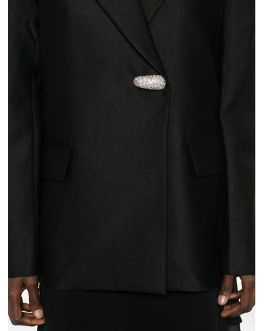 Twentyfourhaitch Black Crystal-Embellished Button Jacket
