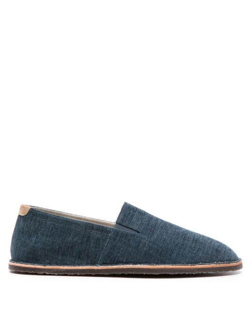 Brunello Cucinelli Blue Slip-on Twill Loafers for men