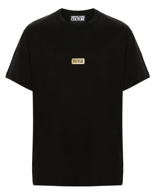 Versace Jeans Couture Black Logo-Plaque Cotton T-Shirt for men