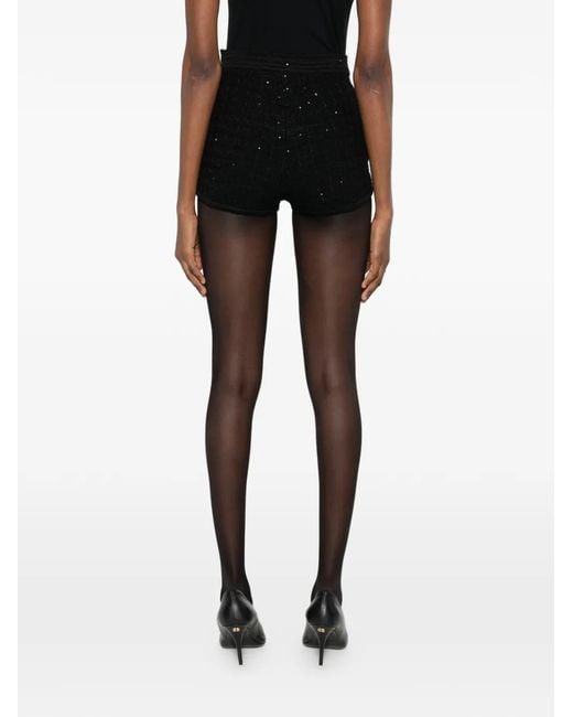 Alessandra Rich Black Short Court À Boutons À Ornements