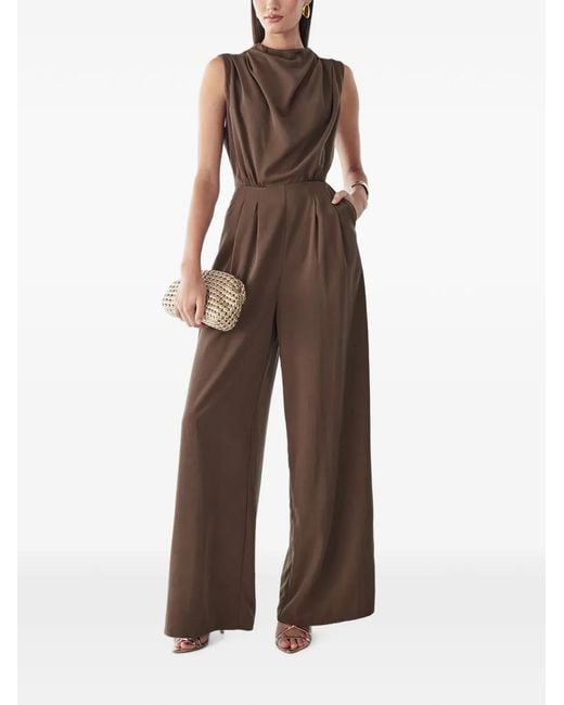 BWLDR Brown Annie Cowl-Neck Wide-Leg Jumpsuit
