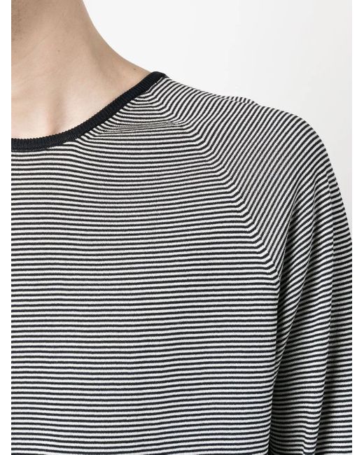 Lardini Gray Horizontal-Stripe Crew Neck Jumper for men