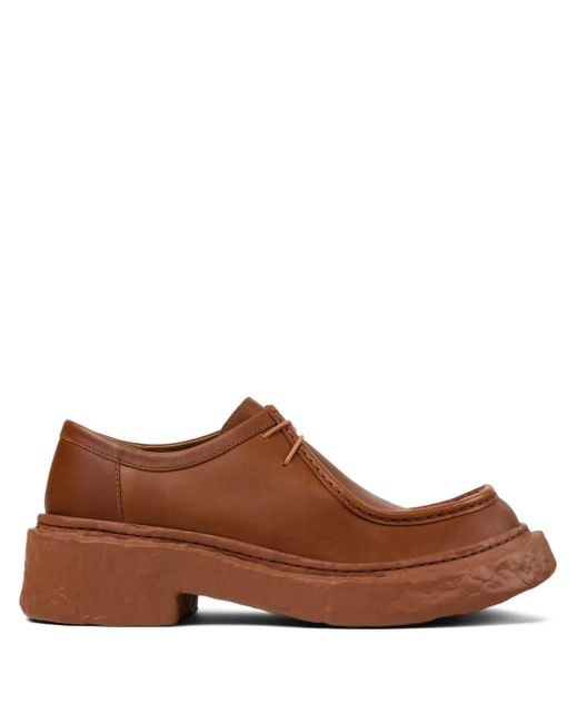 CAMPERLAB Brown Lace-Up Leather Platform Shoes
