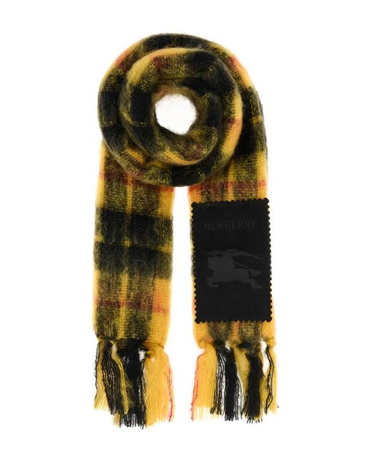 Burberry Metallic Checked Fringed-Edge Scarf