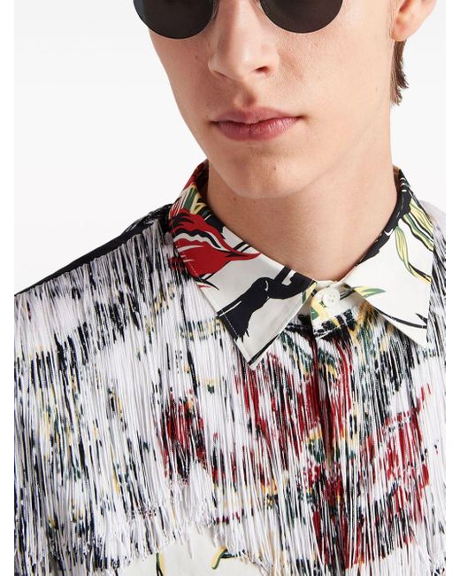 Camicia con stampa grafica di Prada in Red da Uomo
