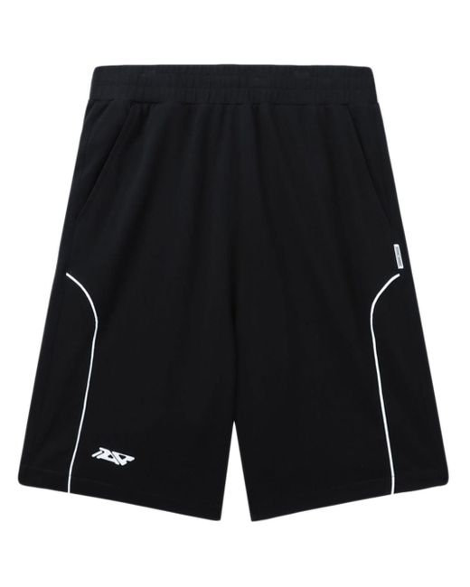 Izzue Black Stripe-detail Cotton Shorts for men