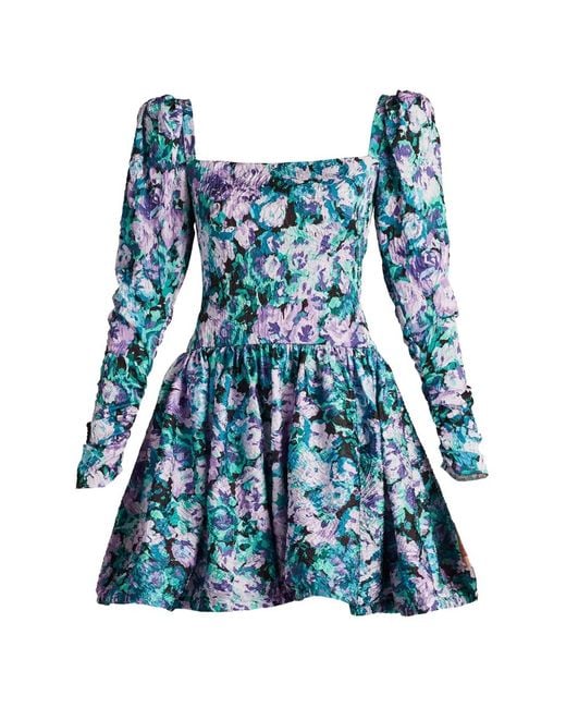Tadashi Shoji Blue Harlym Floral Mini Dress