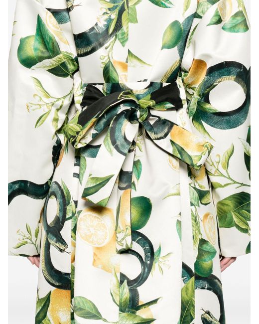 Roberto Cavalli Green Seidenmantel mit Zitronen-Print