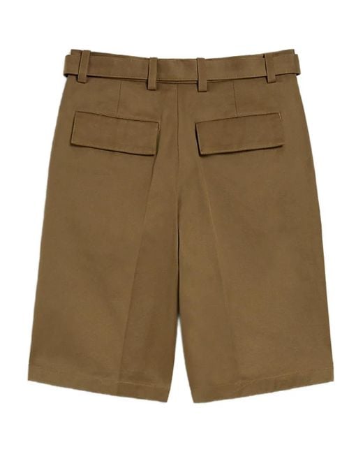 Jil Sander Green Cotton Belted Shorts for men