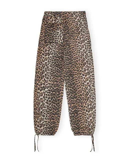 Ganni White Leopard-Print Cargo Pants