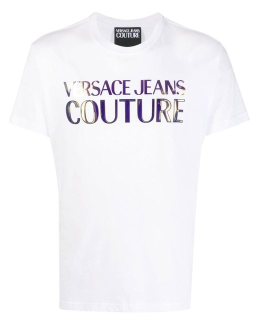 Versace White Logo-print T-shirt for men