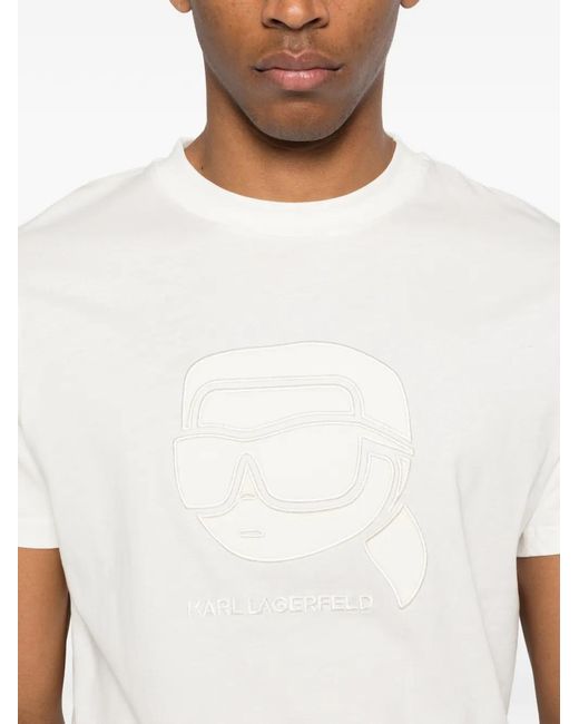 Karl Lagerfeld White Logo-Motif T-Shirt for men